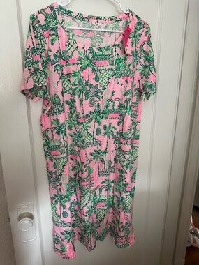 Lilly Pulitzer Pink Tropical Palm Print Dress